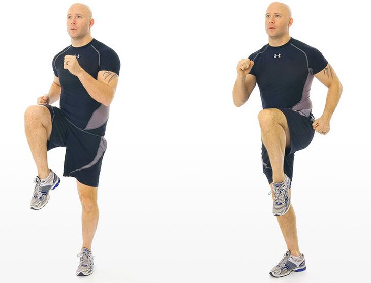 Αυξάνει αποτελεσματικά την ισχύ τρέχοντας επί τόπου με ψηλά γόνατα